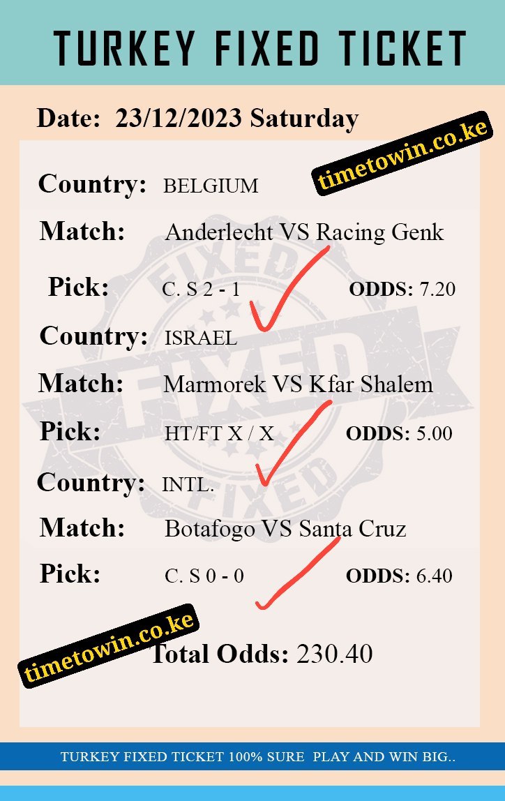 Turkey Fixed ticket Correct score and HT/FT Time to Win