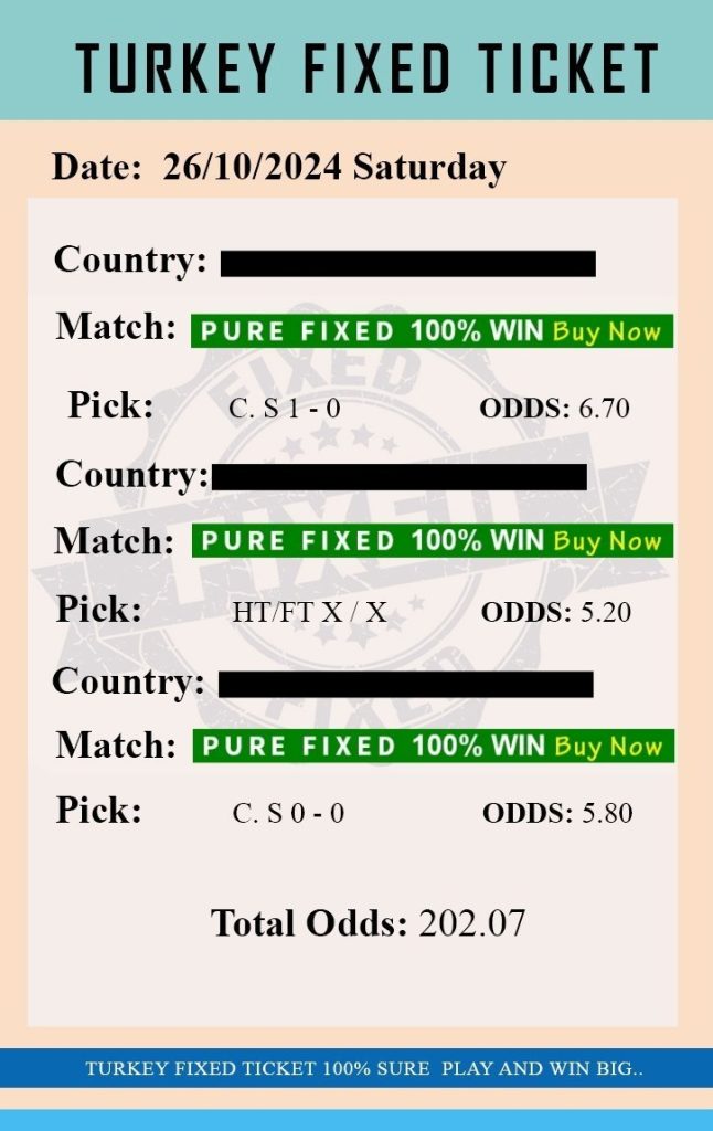 HT/FT Fixed Matches Correct Score Today