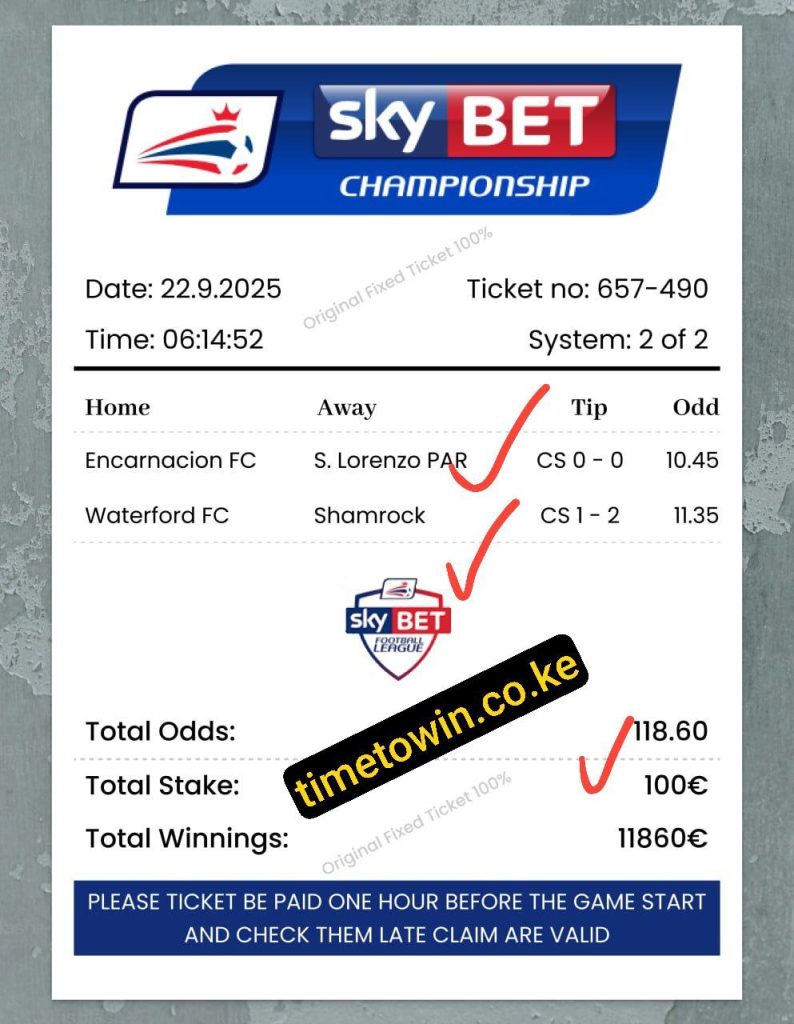 Best fixed games predictions today with high odds – verified ticket proof from Timetowin.co.ke