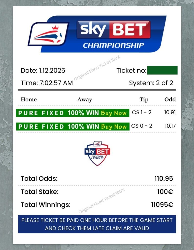 Today’s fixed matches ticket for December 1, 2025 – Win big with TimeToWin predictions
