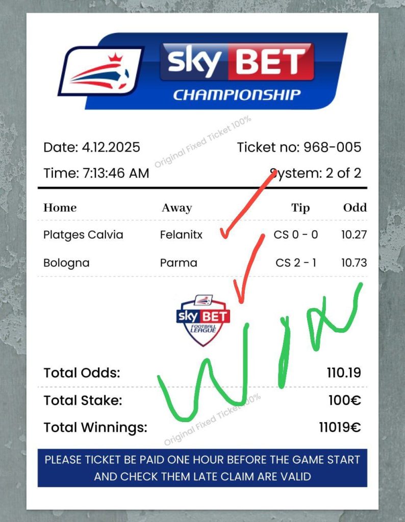 Today’s fixed matches ticket for December 1, 2025 – Win big with TimeToWin predictions